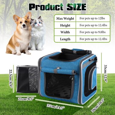 Корзина для собак на велосипед, складна та розширювана, 4-в-1, з сітчастими віконцями та захистом від дощу, для котів та собак до 10 кг (Блакитна)