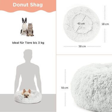 Ліжко для котів і собак Best Friends by Sheri Calming Donut, машинне прання, морозно-сіре, 58x58 см