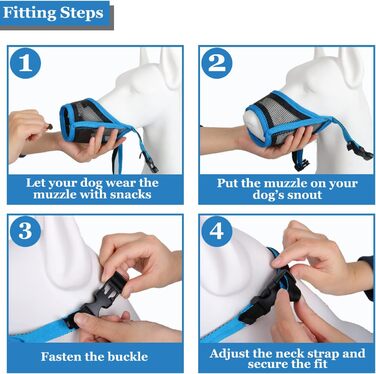 Нашийник-маска для собак LUCKYPAW, сітка, великі та середні породи, м'яка, запобігає укусам, пиття можливе, дихаюча, регульована, для цуценят (XXL, довжина морди 26,4 см)