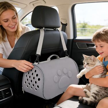 М'яка переноска для тварин | Сумка-переноска на плечі для цуценят | для подорожей, відпочинку на природі, авіаперельотів, кемпінгу, міста та відвідування ветеринара - сірий колір, розмір M