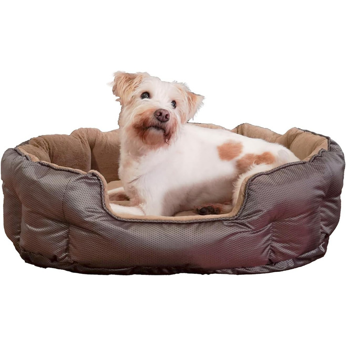 Ортопедичне ліжко для собак Santorini – двостороннє ліжко з піною з пам'яті, знімає навантаження, для літа та зими (Колір: Коричневий, Розмір: M)