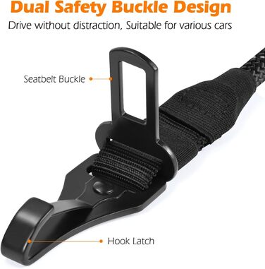 Ремінь безпеки для собак PetBonus в авто: міцний поводок-переноска для маленьких, середніх та великих собак (чорний)