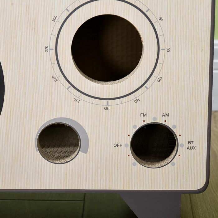 Радіоподібний кігтеточильний комплекс для котів PawHut з котячою м'ятою, 2-в-1 дім з гофрокартону, 57 x 24,5 x 39 см