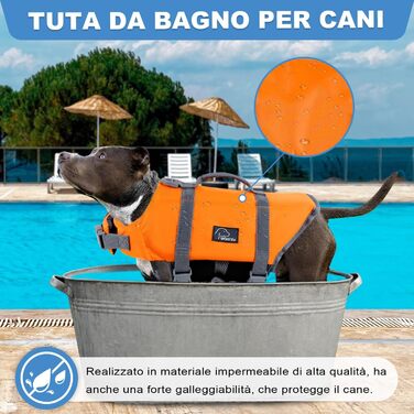 Рятувальний жилет для собак, безпечний жилет для плавання, регульований розмір, з міцним ручним захватом (S) Small