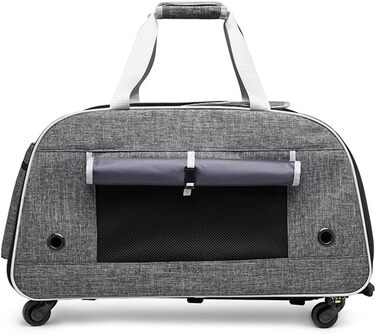 Транспортна переноска для тварин Samnuerly: складана переноска для собак та котів середніх та маленьких порід, з колесами та регульованою ручкою