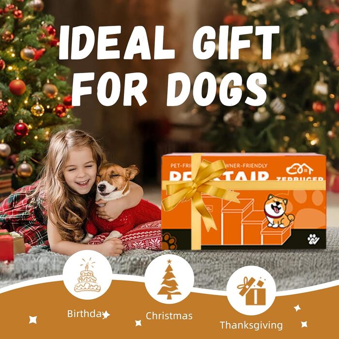 Сходинки для собак з місцем для зберігання, 58,4 см, 4 сходинки, широкі, для високих ліжок, вікон, складані, стабільні, для собак та котів, 109,2 x 43,2 x 58,2 см, сірі