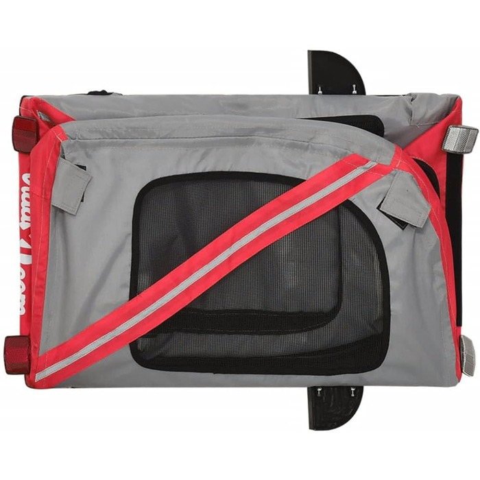 Фарм-причіп для собак Tidyard, 45 кг, з відбивачами, Oxford тканину та залізом (133,5 x 69 x 73,5 см, червоний та сірий)