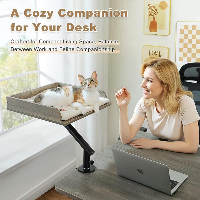 Кішка лежанка PAWZ Road на стіл, дерев'яна, обертова, регульована, гамак для кігтів, до 23 кг, сіра