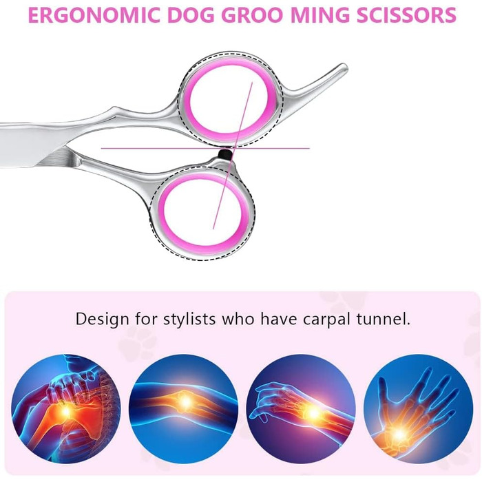 Набір для грумінгу собак, 4 частини: ножиці для нігтів, ножиці для стрижки, витончувальні ножиці та гребінець. З нержавіючої сталі, для собак, котів та інших тварин