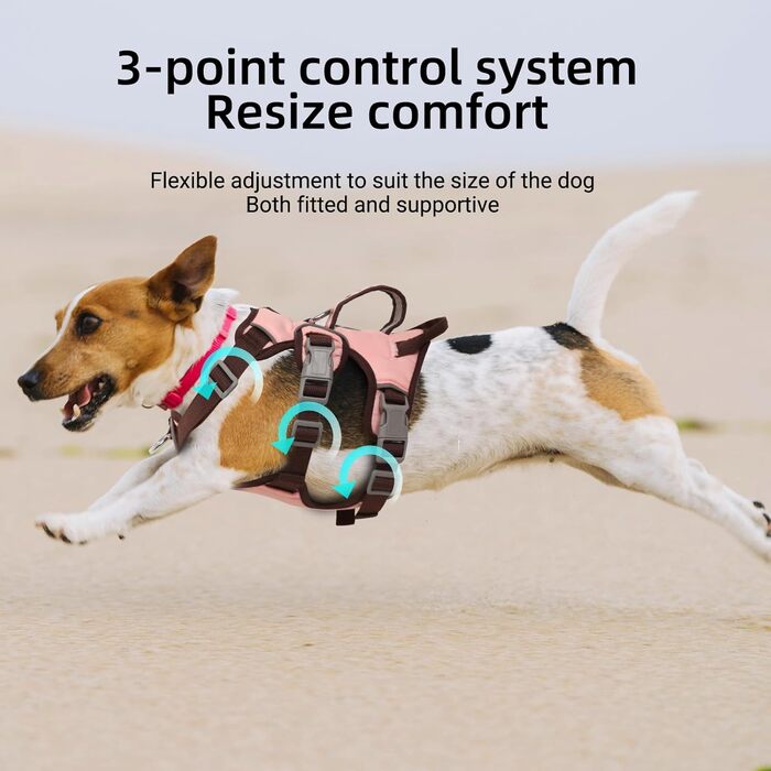 Нашийник для собак з двома ручками та кліпсами для повідків, анти-тяга, для собак середніх та маленьких порід, цуценят (чорний, рожевий)