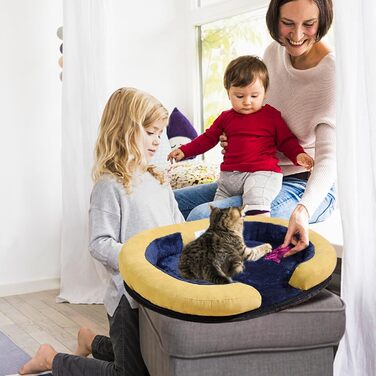 Ортопедичне ліжко для собак PETCUTE великих порід, зручне собаче ліжко з неслизьким дном та знімним, пральним чохлом, антистресовий кошик для собак середніх порід, колір: темно-синій