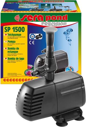 Sera Pond SP 1500 — ефективний насос для ставка, 750 л/год, 18 Вт, водограй, монтаж на присосках, висота струменя 1 м