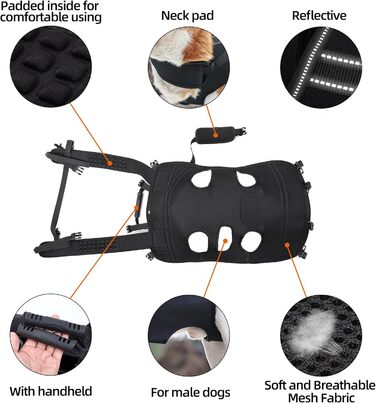 Сумка-переноска для собак, рюкзак для собак, підтримка лап, шлейка для собак, переноска для літніх собак, травми суглобів, артрит, підйом та спуск сходами, параліч, XXL (22,7–29,9 кг)