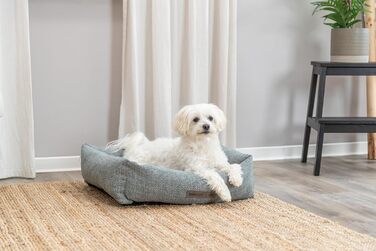 Торрікс Крісло-лежанка для собак Вівана 60x50 см блакитно-сіре, м'яке, з велюровим покриттям, для маленьких собак, з інтегрованим матрацом, антиковзаюча поверхня, м'яке та миється – 37540 L 60 x 50 x 16 см