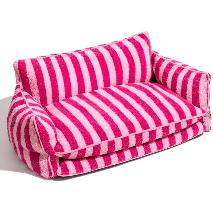 Крісло-лежанка для собак, м'яке ліжко для тварин, рожево-смугасте, XL 100x65x40 см