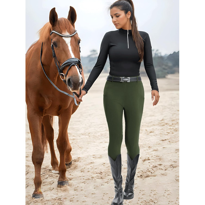 Жіночі штани для верхової їзди DMVOD з силіконовим зчепленням - зручні та стильні рейтузи для жінок (зелений, XS)