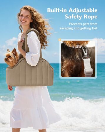 Pecute Сумка-переноска для собак та котів до 4 кг, легка складана переноска для тварин (Хакі)
