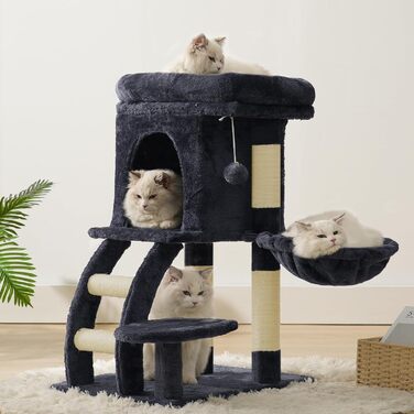 Кігтеточка для котів Heybly HCT009SM сірого кольору, 75 см, з платформою, печерою, гамаком та драбиною