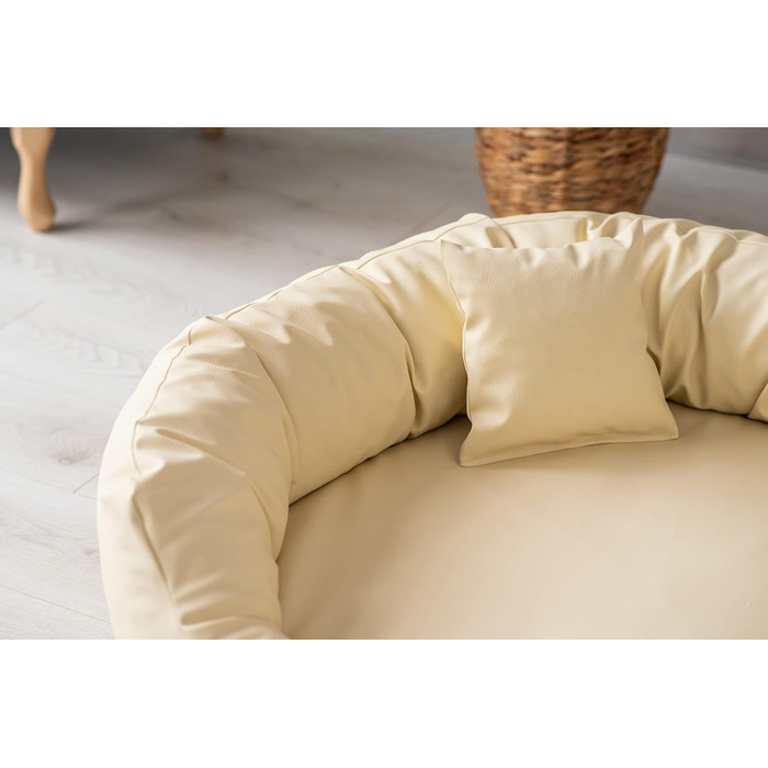 Ортопедичне ліжко для собак Nancy Premium, велике, кремове (XL) - килимок, ліжко для собак з еко-шкіри, з антиковзаючою поверхнею, зносостійке, міцне