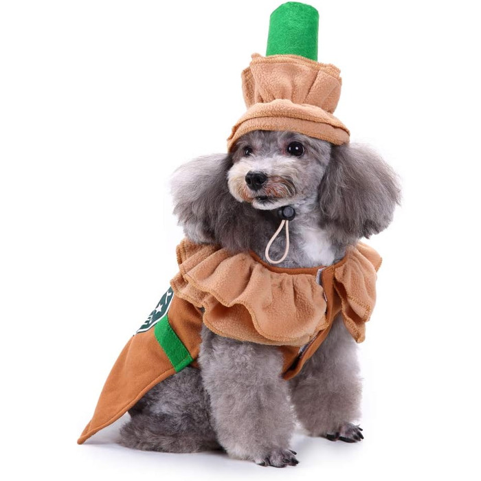 Костюм для собак 'Латте' – карнавальний костюм 'Еспресо' для собак, теплий халат-піжама для маленьких та середніх собак, косплей, Хелловін