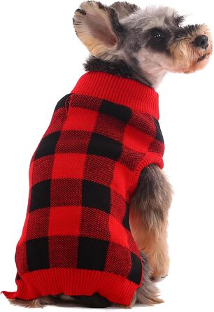 Пуловер для собак KATZINST, теплий флісовий пуловер для маленьких собак, різдвяний пуловер для Французького бульдога, Дакселя, Чихуахуа, Йоркшира, червоно-чорний, XS