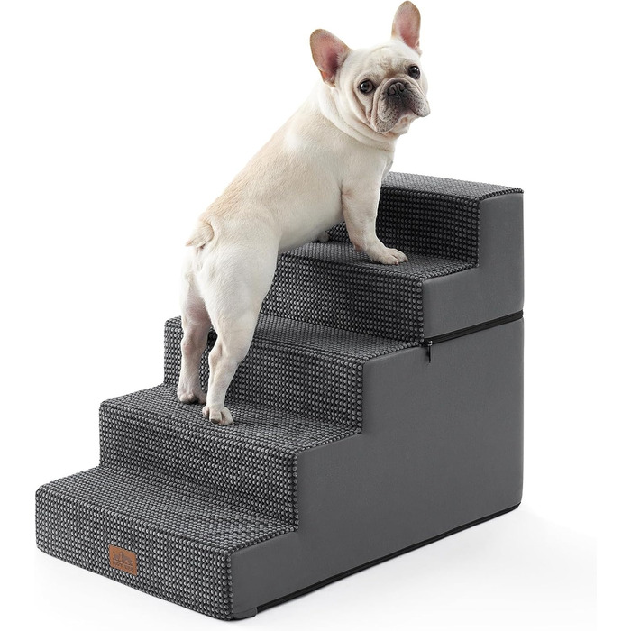 Сходинка для собак COZY KISS, для маленьких собак і котів, з нековзким покриттям, з щільного піноматеріалу, для ліжка, дивану, авто (Чорний & Білий, 7x0x60cm)