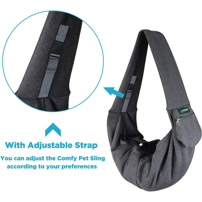 Сумка-кенгуру Jespet Bequemes для собак та котів, сіра. Зручна, дихаюча, з м'якого трикотажу, з кишенею, для подорожей, машинна стирка