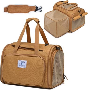Рюкзак для тварин: переноска для собак, котів, цуценят. Дихаючий, складаний, для подорожей. Колір: коричневий, розмір: Small