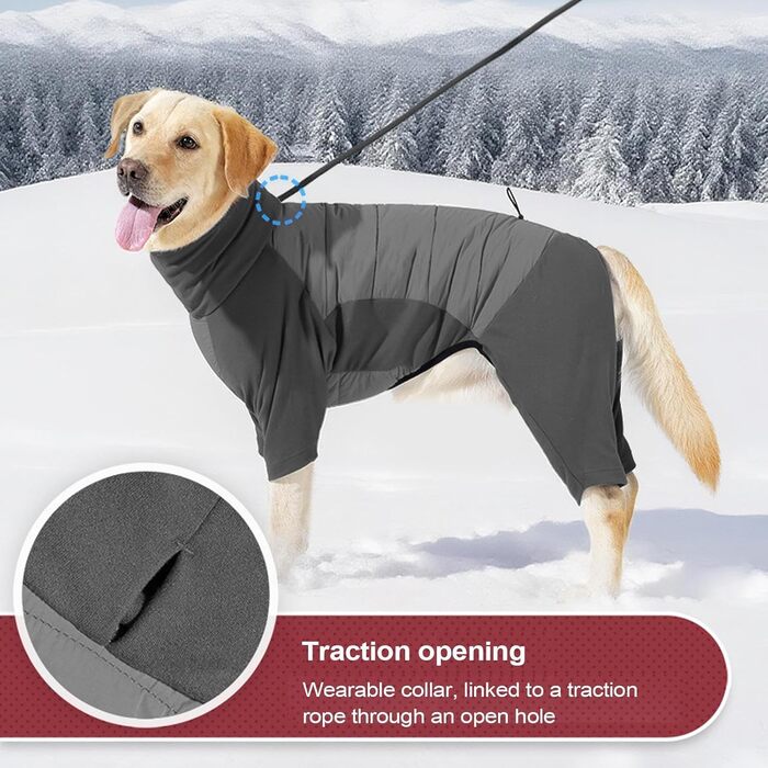 Зимовий теплий одяг для собак: тепла куртка з високим коміром, XL, для малих, середніх та великих порід, для прогулянок та альпінізму, сірий колір