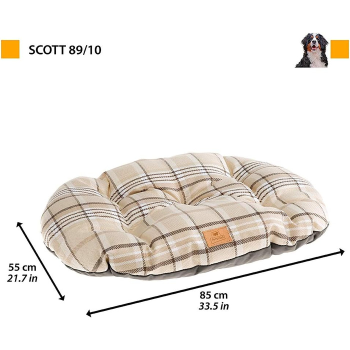Подушка для собак та котів Ferplast SCOTT XL, двостороння, шотландський принт, м'який велюр, коричнева, для дому