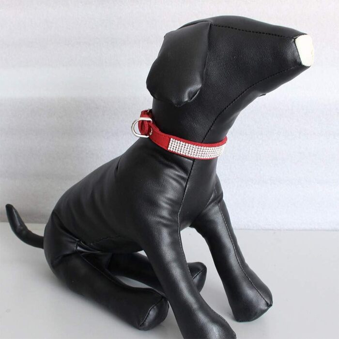 Набір собачого ошейника та повідка з блискітками ETOPARS, ошийник та повідка для собак та котів (Червоний, M)