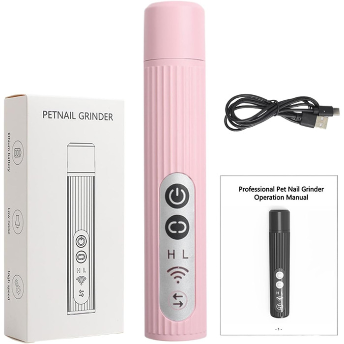 Шліфувальник для собачих кігтів | 3-ступеневий акумуляторний портативний LED | Шліфувальник кігтів для собак - для дорослих, сім'ї, друзів (рожевий)