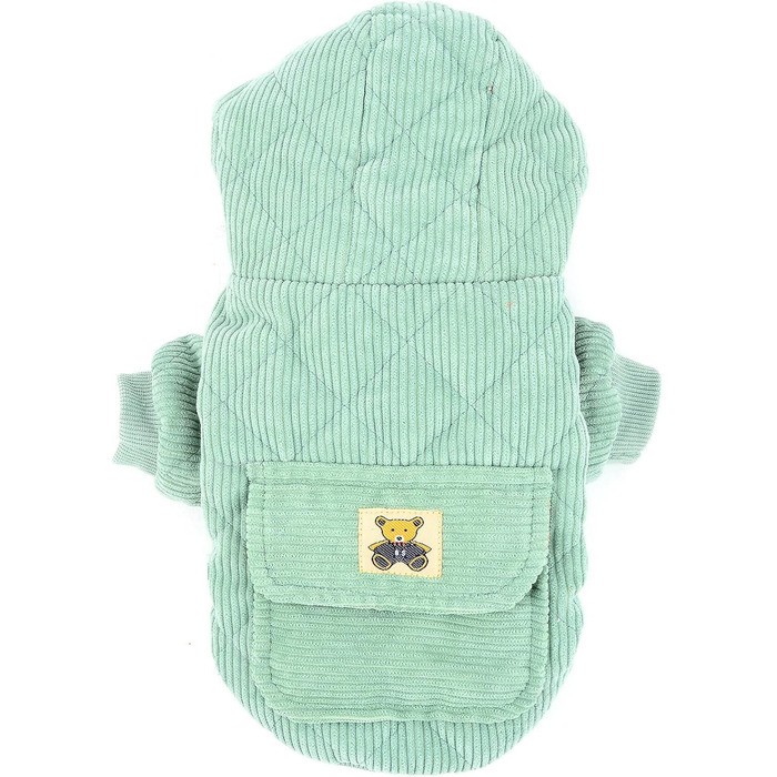 Зуена теплий зимовий одяг для маленьких собак, м'який корд, бавовна, утеплений капюшон, тепла куртка для цуценят, теплий одяг для чихуахуа, зелений XL