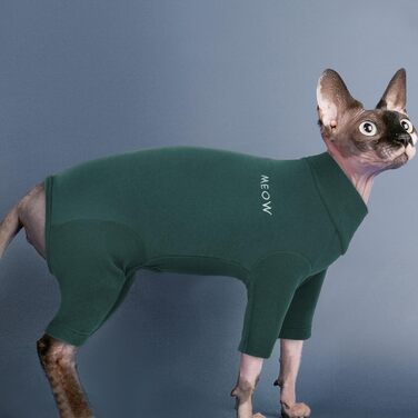 Одяг для котів Sphynx, післяопераційний комбінезон, костюм для котів, піжама для сфінксів, темно-зелений, XL