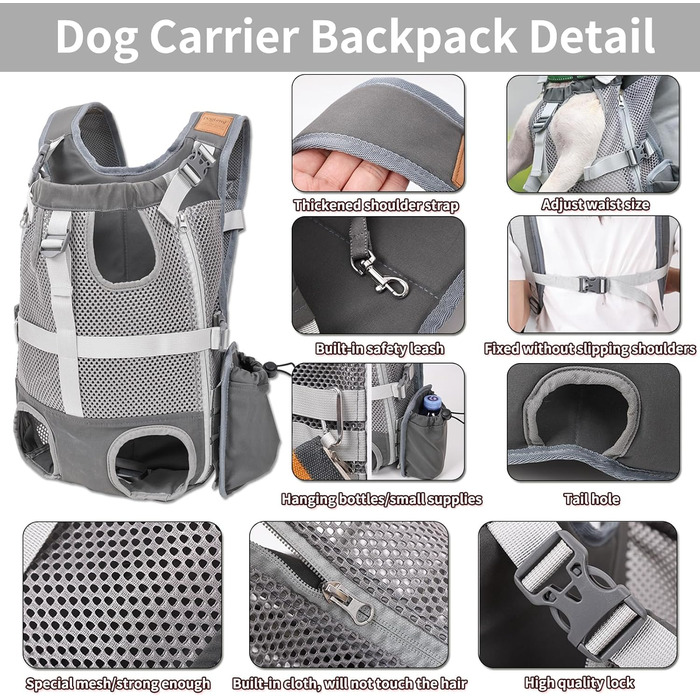 Рюкзак для собак сірого кольору