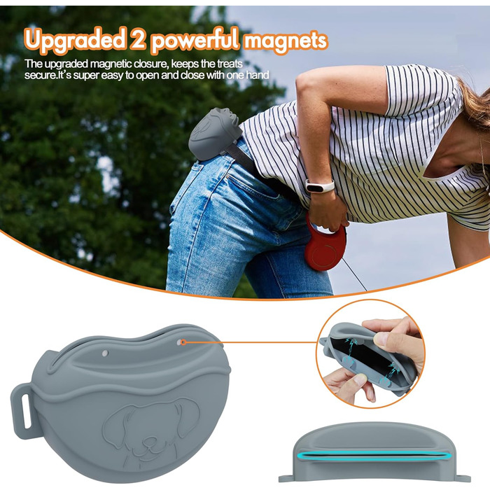 Сумка для ласощів для собак AWINNER – преміум силікон, 4 потужні магніти, регульований поясний ремінь – ідеально для дресирування цуценят та прогулянок