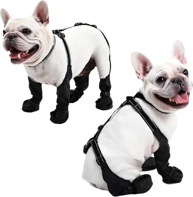 Водонепроникні чоботи для собак, захист подушечок лап для собак малих та середніх порід, регульоване взуття для домашніх тварин для прогулянок, м'які чоботи для тварин, захист подушечок лап (Чорний, Середній)