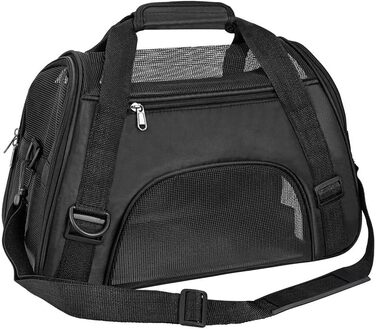 Травельна переноска для тварин Tiyolat, сумка-мішок, дозволена авіакомпаніями, для малих собак, котів та цуценят, домашнє використання (M, Чорний), розмір 46 x 23 x 30 см