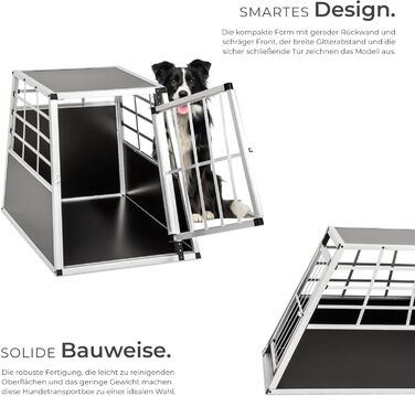 Транспортна переноска для собак tectake® - алюмінієва переноска для авто та дому, 65 x 90 x 69,5 см (Single Large)