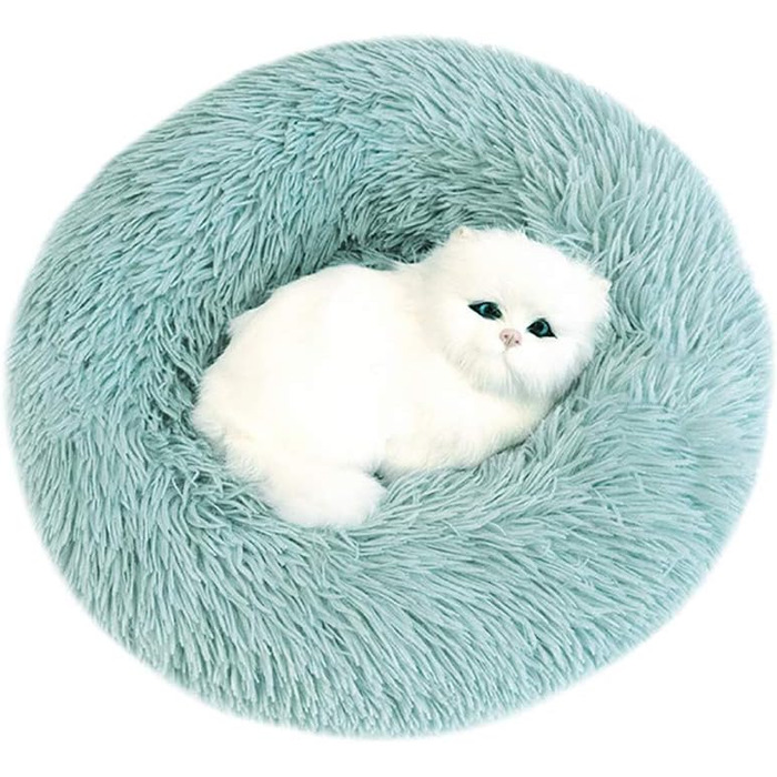 Кругле плюшеве ліжко для тварин Deluxe - ліжко-бублик для собак та котів, 80 см, смарагдовий колір