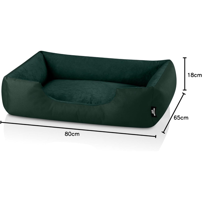 Ліжко для собак BedDog Zara, м'яке собаче ліжко з знімним та пральним чохлом, корзина для собак, диванчик для собак, для середніх собак, розмір L, 80 x 65 x 18 см, колір: БOTTLE-GREEN (темно-зелений)