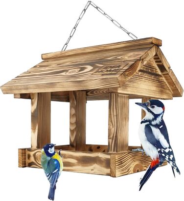 Будиночок для птахів IDEA HOME MAXI з дерева на ланцюгу. Годівниця для птахів на ланцюгу, для цілорічного годування