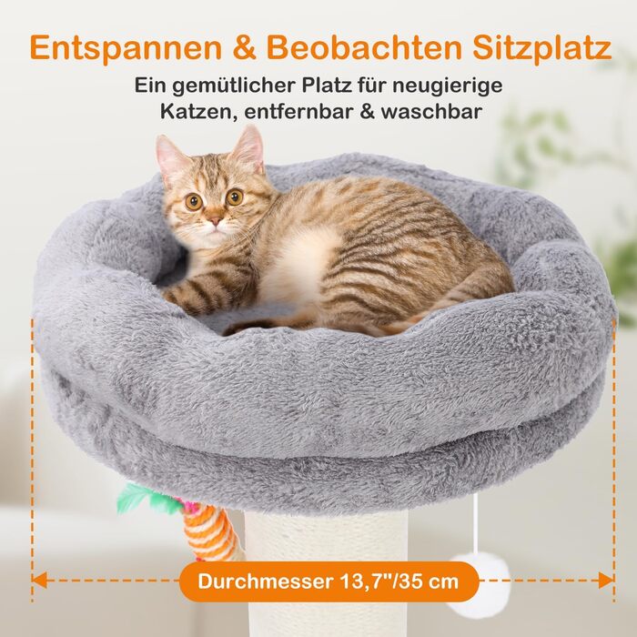 Дряпак для котів Trhillsbrad 81 см з м'ячиком та іграшками, з сизалю