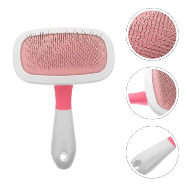 Масажна щітка для тварин ULTECHNOVO 3 шт. для котів та собак з довгим хутром, рожева. Ефективне видалення шерсті та розплутування