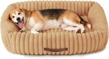 М'який ортопедичний лежак для собак великих порід, лежанка для собак, знімний килимок, лежанка-софа для собак з ручками, лежанка для домашніх тварин (Warmsand, 92*69*20 см) L