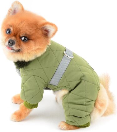 PAIDEFUL Зимовий теплий одяг для собак, з флісовою підкладкою, стежка з світловідбиваючим поясом, комбінезон на 4 лапи, пухнастий комір, м'який, вітронепроникний, для осені та зими, цуценята, теплий одяг, XL: спинка 35см, груди 47см (XXL: спинка 40см, гру