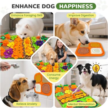 Нюхальна килимок для собак великих порід та силіконовий килимок для ласощів, інтерактивна іграшка-головоломка, щоб зайняти собаку, розвиваюча нюхальна килимок для повільного годування. Розміри: 76,2 x 45,7 см (килимок) + 20,3 x 20,3 см (силіконовий килимо