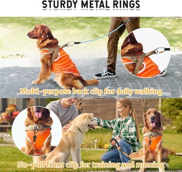 Шлейка для собак, анти-тяга, світловідбиваюча, для середніх та великих собак, регульована, м'яка, дихаюча, для прогулянок та бігу (L) (Style2-M)