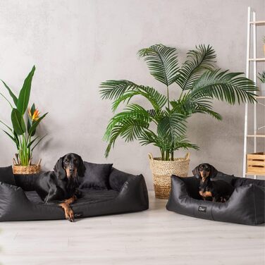 Ортопедичне ліжко для собак Eden, велике, середні породи, без подушки - килимок для собак, матеріал еко-шкіра + акриловий матеріал, знеболююче, зносостійке, міцне (L, чорно-коричневе)