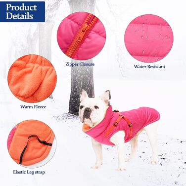 Зимові куртки для собак, шлейки, водонепроникні, з підкладкою з флісу, відбивачі, персоналізовані, для маленьких собак, оранжевий, XL (довжина спини: 44 см), S (довжина спини: 30 см), рожевий